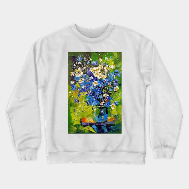 A bouquet of meadow blue flowers Crewneck Sweatshirt by OLHADARCHUKART